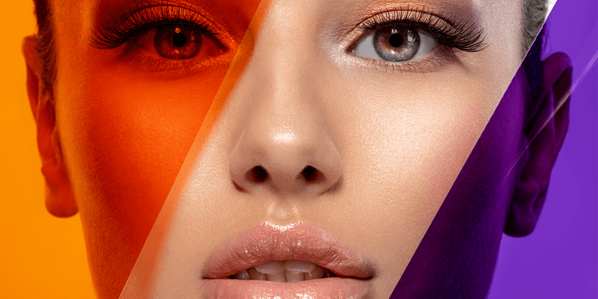 Filters over a closeup of a woman's face